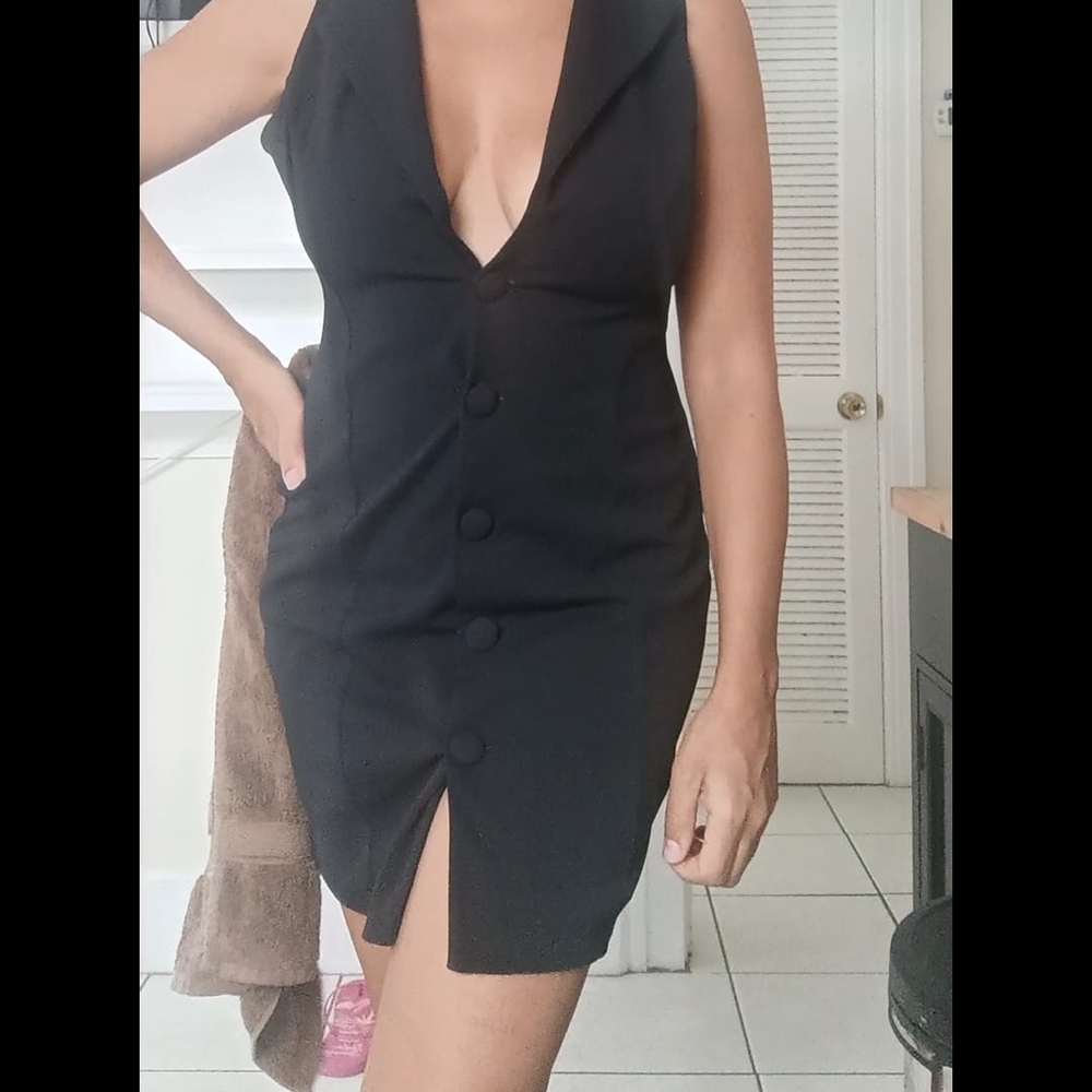 Windsor Black Button-Down Mini Dress